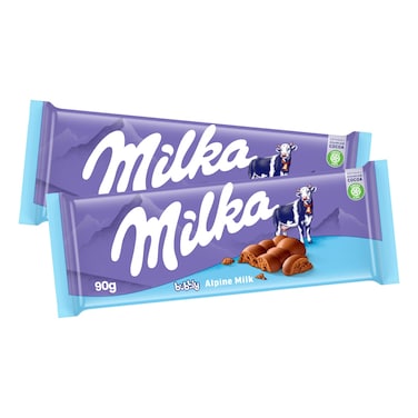 Milka Bubbly Alpine Milk Chocolate Bar, 90g Pack of 2