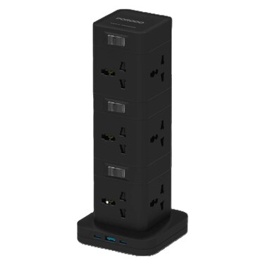 باورلوجي موزع طاقة ثلاثي الطوابق 12 تيار متردد، 2 منفذ USB-C، 20 واط PD ومنفذ USB-A