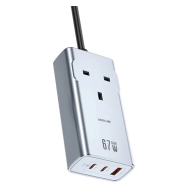 Green Lion GaN Premium 2 USB-C and QC 3.0 Port AC Socket, 67 W