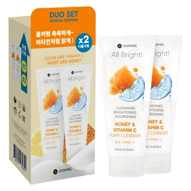 JKosmec All Bright! Honey and Vitamin C Foam Cleanser, 180ml Pack of 2