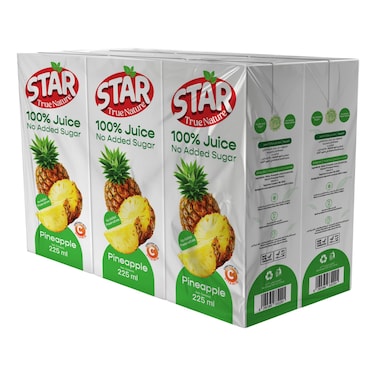 Star No Added Sugar Pineapple Juice, 225ml Pack of 6