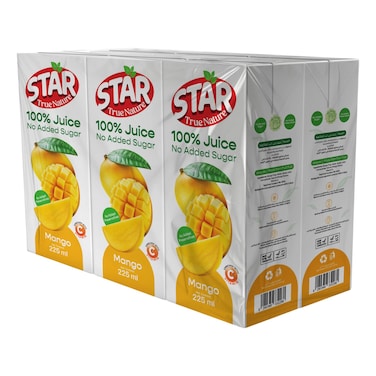 Star No Added Sugar Mango Juice, 225ml Pack of 6