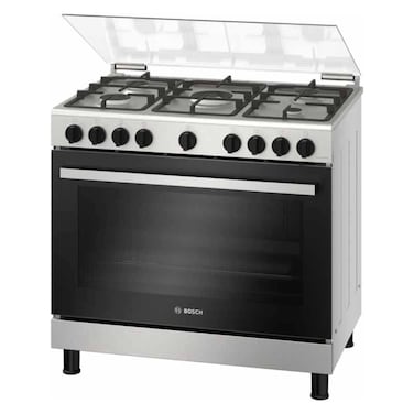 Bosch Series 2 Gas Cooker HGV1E8Y50M, 125 L, Stainless Steel, Silver, 5 Burners