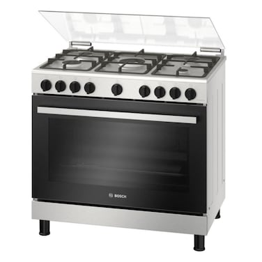 Bosch Series 2 Gas Cooker HGV1E8Y50M, 125 L, Stainless Steel, Silver, 5 Burners