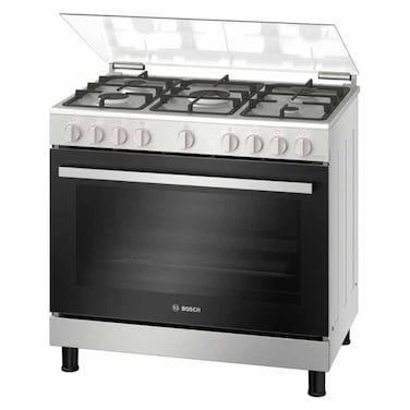 Bosch Series 2 Gas Cooker HGV1D8W50M, 125 L, Stainless Steel, Silver, 5 Burners