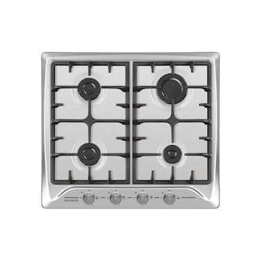 Daewoo Table Top Gas Hob, 60cm, 4 Gas Burners, Cast Iron, Stainless Steel, Made in Turkiye, DGH-S664SS, 1Y Warranty