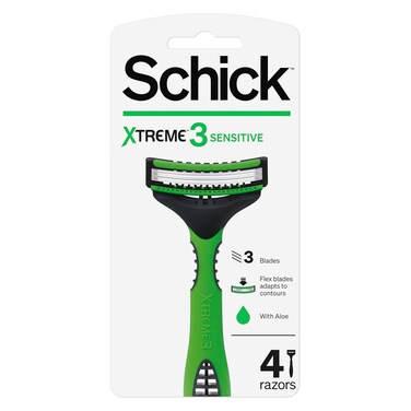 Schick Xtreme 3 Sensitive Disposable Razors for Men, Pack of 4