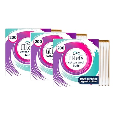 Lil-Lets Cotton Wool Buds, 200 Buds Pack of 3