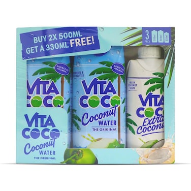 Vita Coco Pure Coconut Water, 500ml Pack of 2 +  330ml