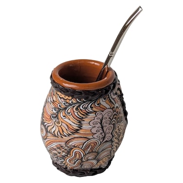 Leather Cup with Straw