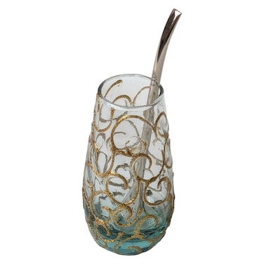 Ornate Cup with Straw