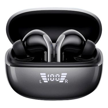 Transformers TF-T28 Pro Truly Wireless Bluetooth In-Ear Earbuds with Charging Case, Black