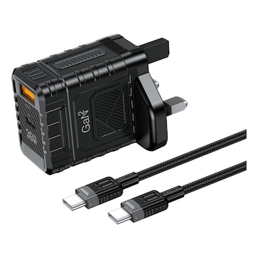 Cellairis GaN 2 QC 3.0 and PD Port Charger with Type C to Type C Cable, Black, 30 W