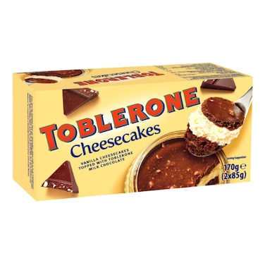 Toblerone Vanilla Cheese Cakes Topped with Milk Chocolate, 85g Pack of 2