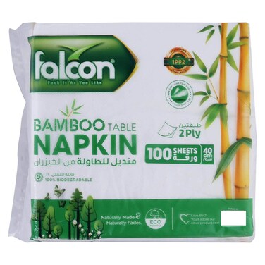 Falcon Bamboo Table Napkins, 2-Ply, 40x40cm, 100 Sheets