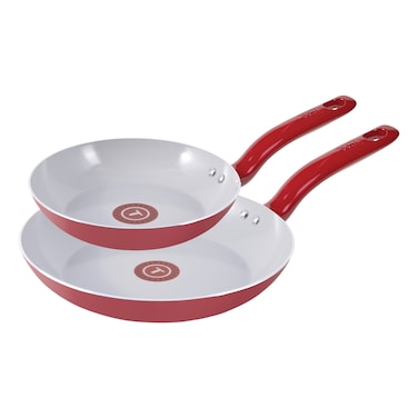 T-fal Simply Cook Ceramic Non-Stick Cookware, 2 Piece Frypan Set, 20 cm and 27cm, Raspberry Compote