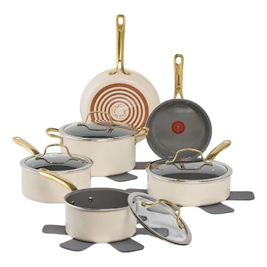 T-Fal Preserve, 13 Pcs Cookware Set, Non-Stick, Almond