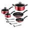 T-Fal Simply Cook, 12 Pcs Cookware Set, Red Surprise Mix