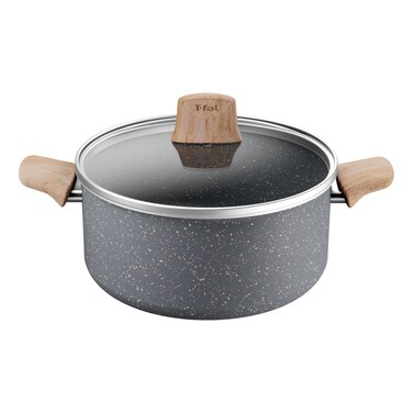T-Fal Hanae Cook, Stew Pot with Lid, Non-Stick, Grey, 24cm