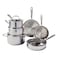 T-Fal Pro, 10 Pcs Stainless Steel Cookware Set, 3-Ply, Silver