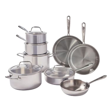 T-Fal Pro, 13 Pcs Stainless Steel Cookware Set, 3-Ply, Silver