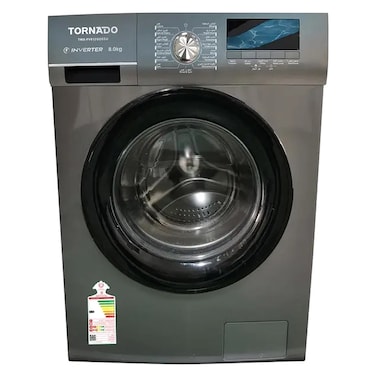 Tornado Front Load Washer TWX-FV812GOSSU, 8 kg, Child Lock, 1200 rpm, Stainless Steel, Silver