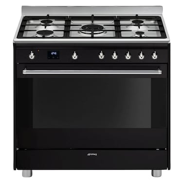 Smeg Cooker SSA91MABL2, 90 cm, Cast Iron, Black, 5 Burners