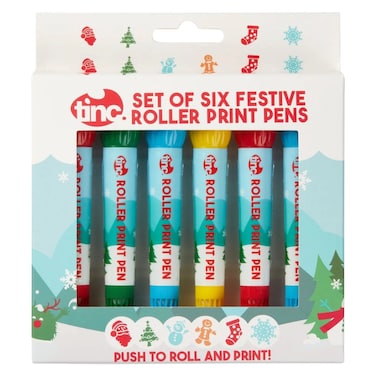 Tinc Christmas Roller Print Pens Set, 6 PCS
