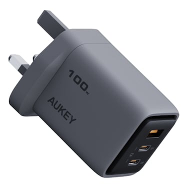 Aukey Comet Mix 3 PD GaN Fast Charging Wall Charger, Grey, 100 W
