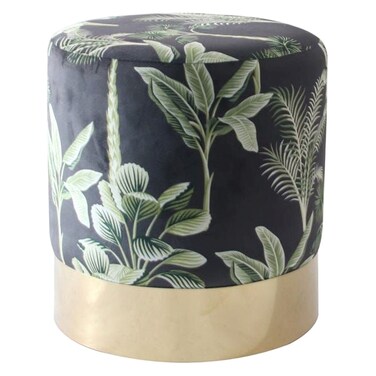 جيلا وسادة مخملية مطبوعة  - بنقشة نباتية/ذهبي