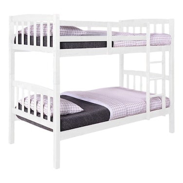 هنري سرير بطابقين من الخشب الصلب، مقاس 90×190 سم - أبيض