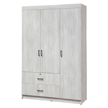 سيلفا خزانة ملابس  بثلاثة أبواب ودرجين - خشب البلوط الأبيض