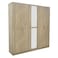 سوبريم خزانة ملابس بخمسة أبواب مع مرآة - خشب البلوط الفرنسي سونوما