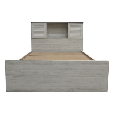 زينيث سرير 120×200 سم فردي للأطفال مع منفذ USB - خشب البلوط الأبيض/الرمادي الإسمنتي