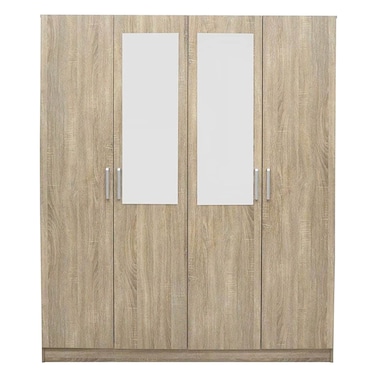 Supreme 4-Door Wardrobe with Mirror-French Sonoma Oak