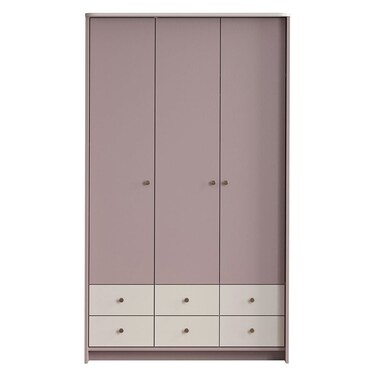 Blossom 3 Door Wardrobe With 6Drawers-Blush Pink+Light Beige
