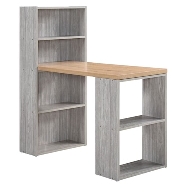 هاسلم مكتب للكتابة - رمادي/بيج