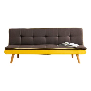 Beatrice 3 Seater Fabric Sofabed - Brown / Yellow