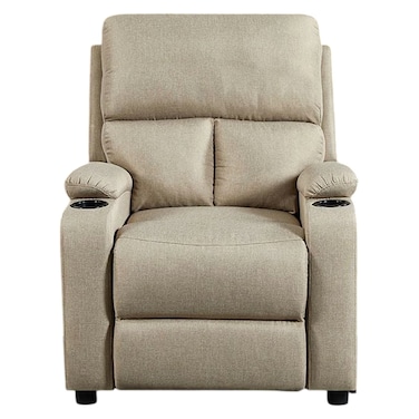 Mystic 1-Seater Fabric Pushback Recliner with Cup Holder - Khaki