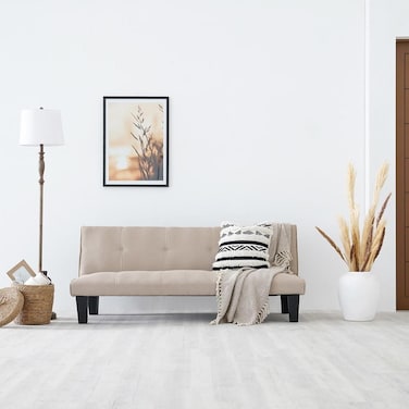 ألونزو أريكة قابلة للتحويل إلى سرير من القماش - كريمي