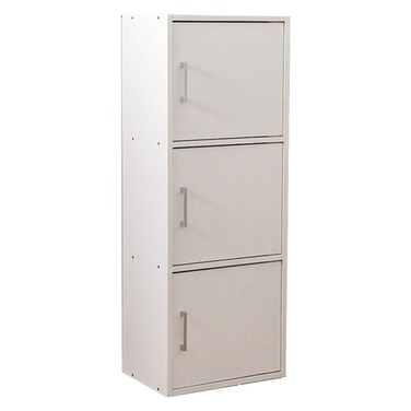 كارلوتا خزانة تخزين بثلاثة أبواب - أبيض