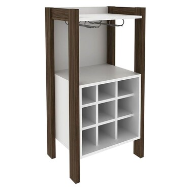 لين خزانة نبيذ أنيقة - أبيض/جوزي