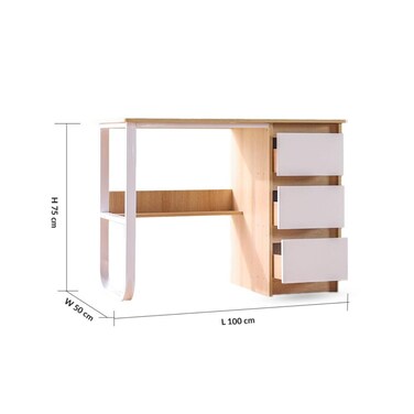 داريو طاولة مكتب - خشب البلوط الطبيعي / أبيض