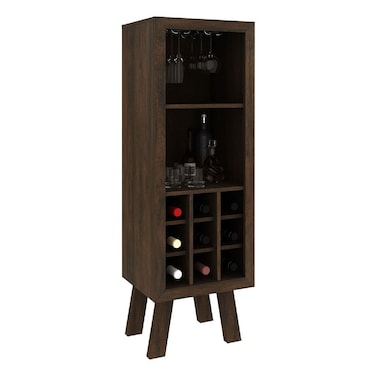 زين خزانة نبيذ مع مساحة تخزين - بني ريفي