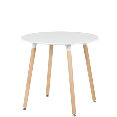 Stork 2 Seater Round Dining Table-White/Beech