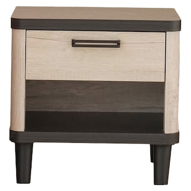 كيروين طاولة جانبية  مع درج - خشب البلوط الرمادي/أسود