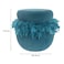 Conde Velvet Pouf with Feather-Blue