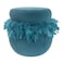 Conde Velvet Pouf with Feather-Blue
