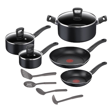 Tefal Simply Cook, 12 Pcs Cookware Set, Non-Stick, Black Mix, B949SC84