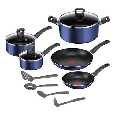 Tefal Simply Cook, 12 Pcs Cookware Set, Non-Stick, Dress Blue, B950SC84
